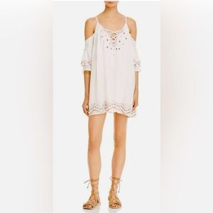 Red Carter Off the shoulder embroidered white minidress